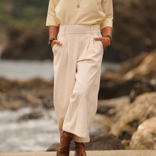 Quintessence - Jupe culotte Margot – velours côtelé ivoire