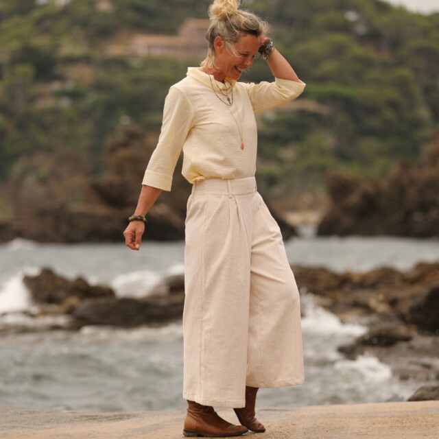 Quintessence - Jupe culotte Margot - velours côtelé ivoire