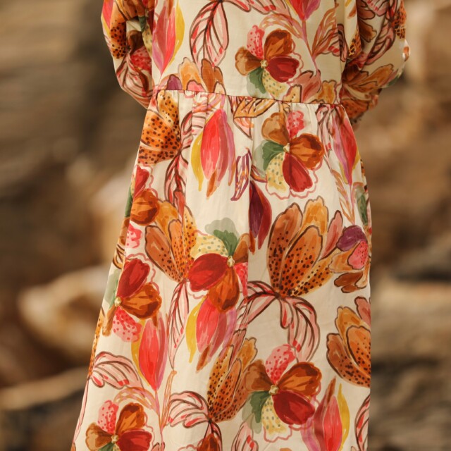 Quintessence - Robe Orlane - satin de coton poésie d’automne