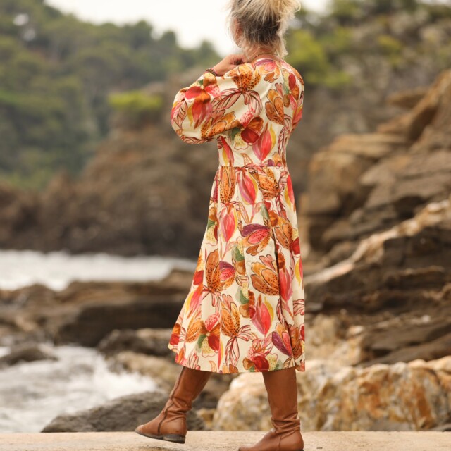 Quintessence - Robe Orlane - satin de coton poésie d’automne