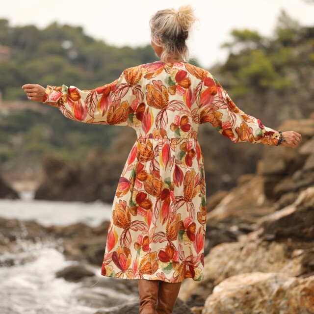 Quintessence - Robe Orlane - satin de coton poésie d’automne