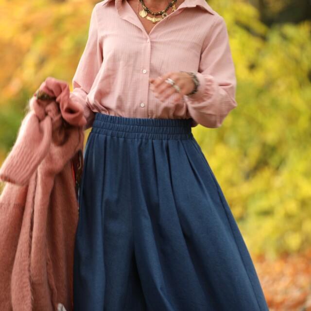 Quintessence - Chemise Caroline - Armuré de coton rose poudré