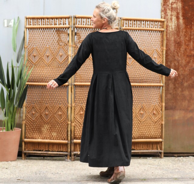 Quintessence - Robe Louisa - velours milleraies noir