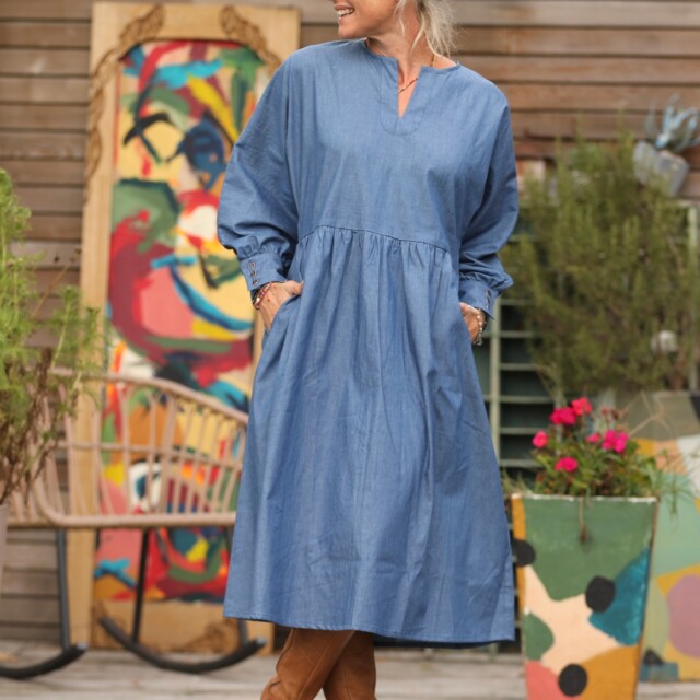 Quintessence - Robe Orlane - jean de coton bleu