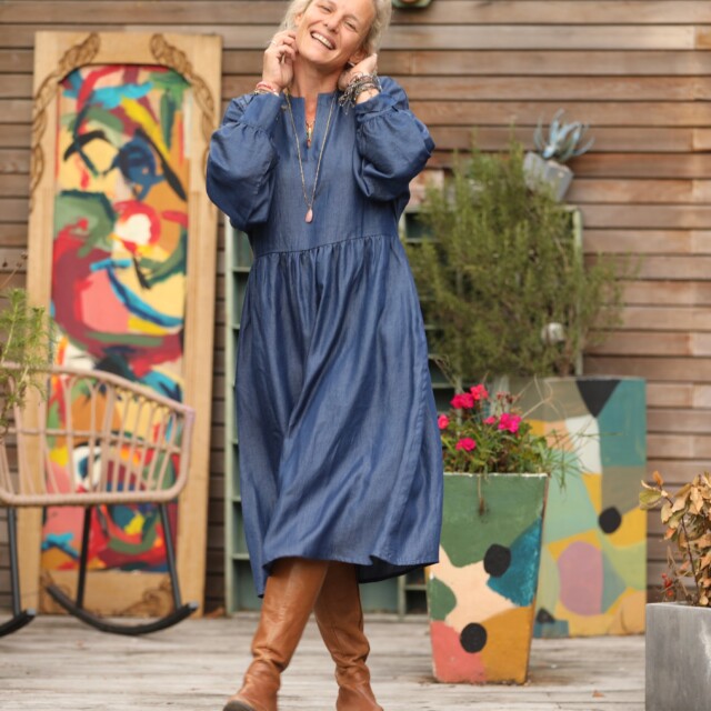 Quintessence - Robe Orlane - lyocell denim bleu