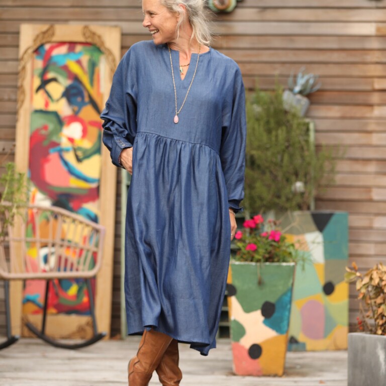 Quintessence - Robe Orlane - lyocell denim bleu