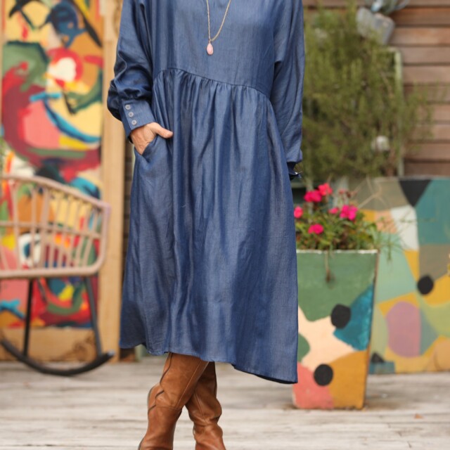 Quintessence - Robe Orlane - lyocell denim bleu