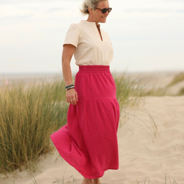 Quintessence - Jupe Sarah - double gaze de coton rose fushia