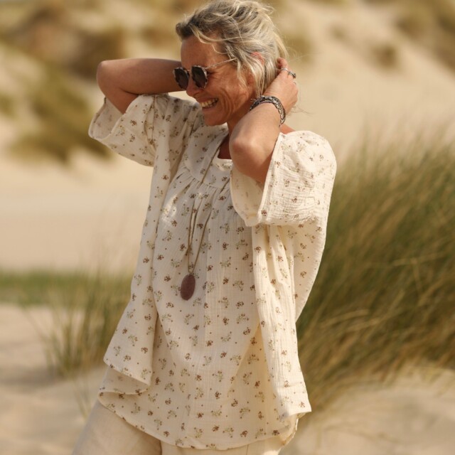 Quintessence - Blouse Léopoldine - double gaze de coton fleurs des bois
