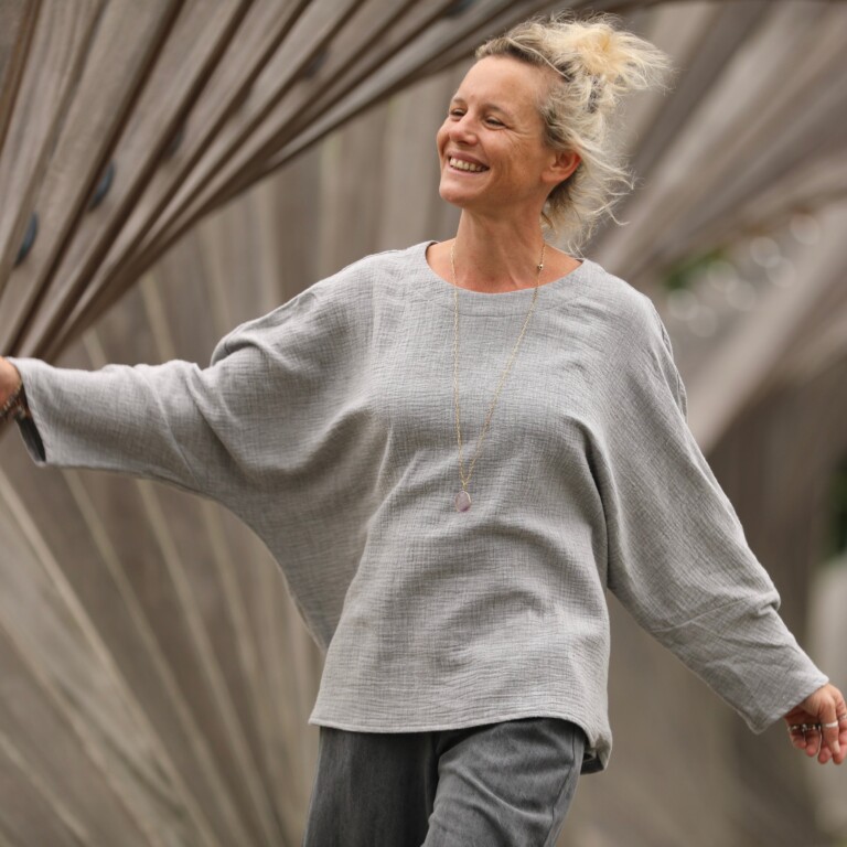 1F5A4086 Quintessence - Blouse Naomie - double gaze de coton gris chiné