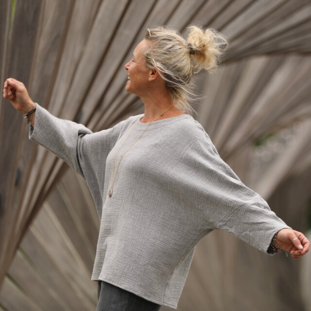 Quintessence - Blouse Naomie - double gaze de coton gris chiné