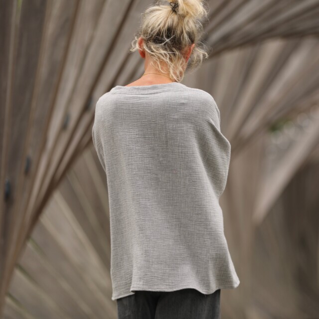 Quintessence - Blouse Naomie - double gaze de coton gris chiné