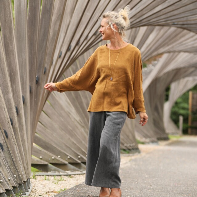 Quintessence - Blouse Naomie - double gaze de coton camel