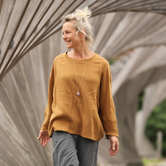 Quintessence - Blouse Naomie - double gaze de coton camel