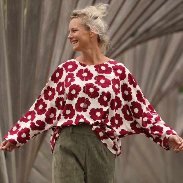 Quintessence - Blouse Naomie - Viscose Fleur Grenade