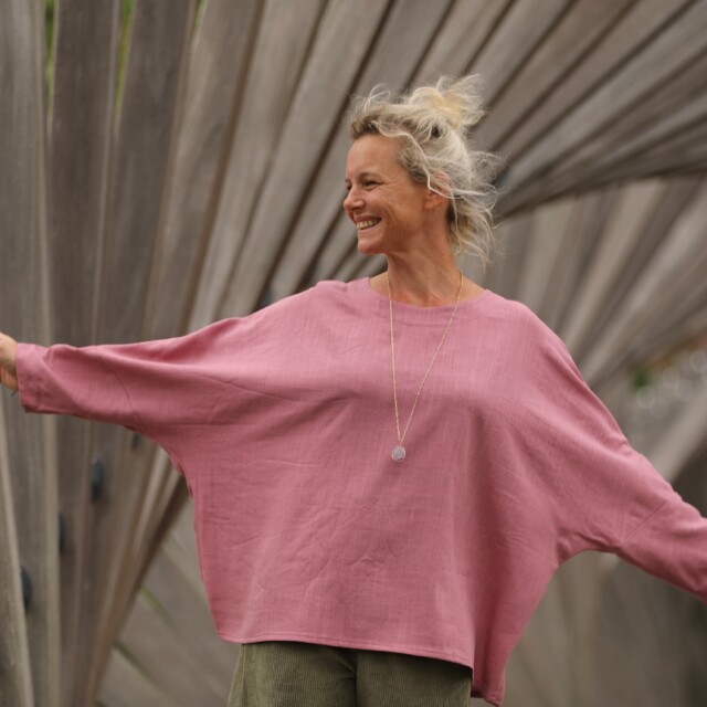 Quintessence - Blouse Naomie - lin/coton rose boisé