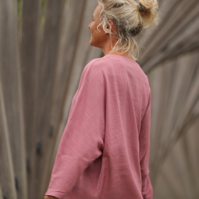 Quintessence - Blouse Naomie - lin/coton rose boisé