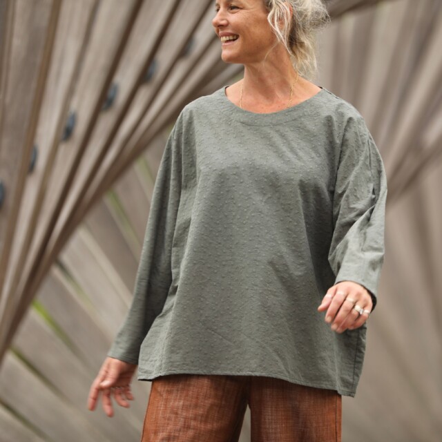 Quintessence - Blouse Naomie - broderie fleurie kaki