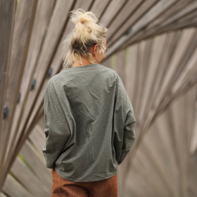 Quintessence - Blouse Naomie - broderie fleurie kaki