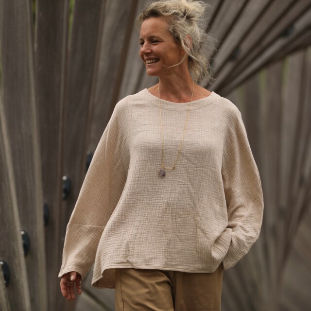 Quintessence - Blouse Naomie - double gaze de coton ficelle chiné