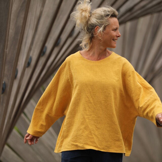 Quintessence - Blouse Naomie - lin stone wash jaune ocre
