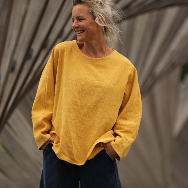 Quintessence - Blouse Naomie - lin stone wash jaune ocre
