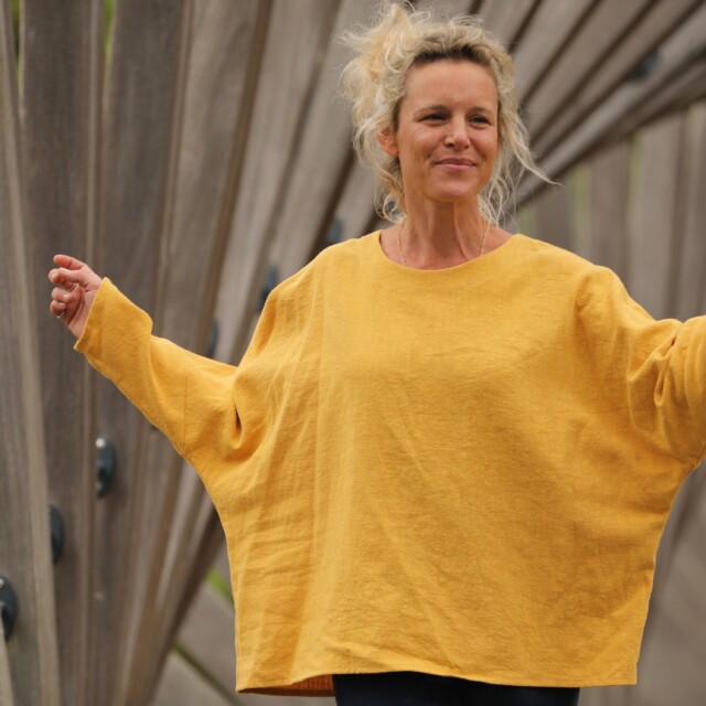 Quintessence - Blouse Naomie - lin stone wash jaune ocre