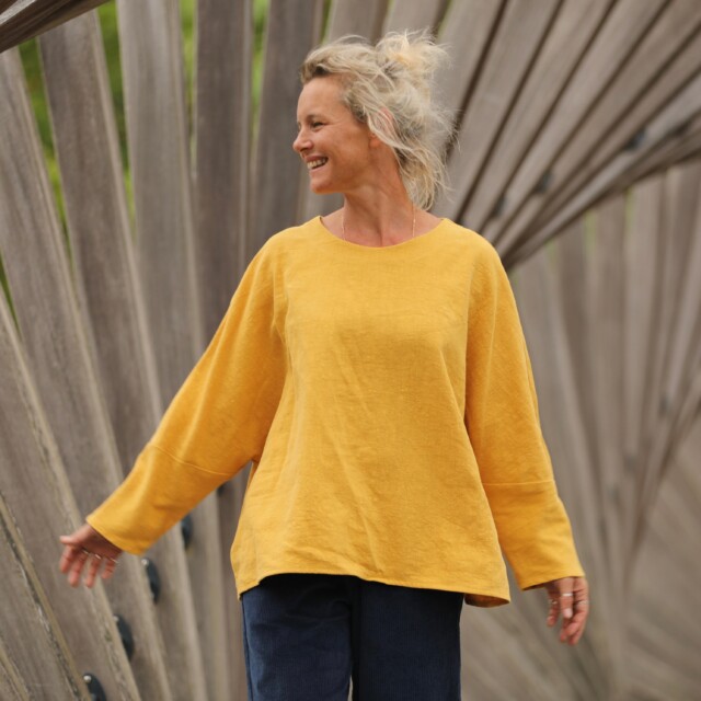 Quintessence - Blouse Naomie - lin stone wash jaune ocre