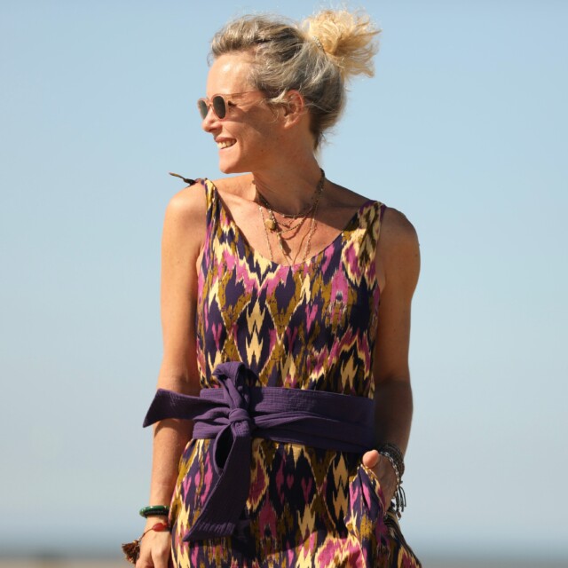 Quintessence - Ceinture Anita -double gaze de coton prune