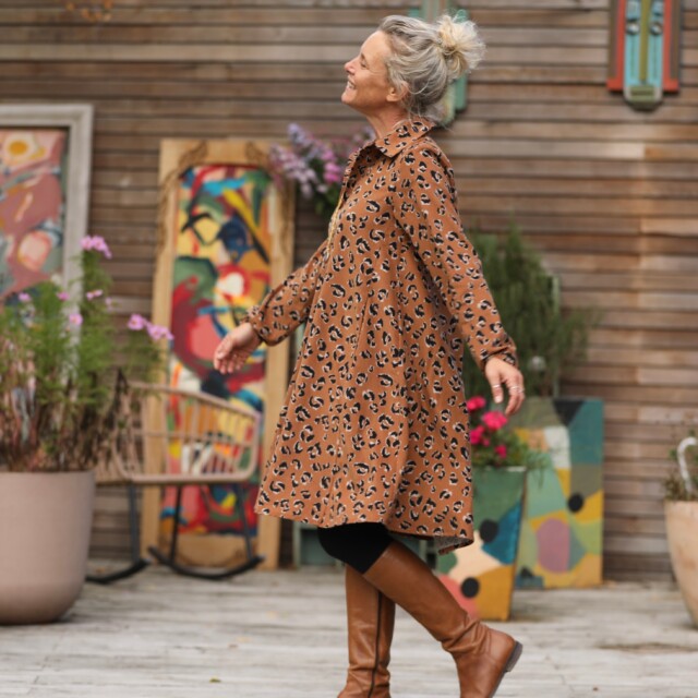 Quintessence - Robe Carole – Velours milleraies léopard