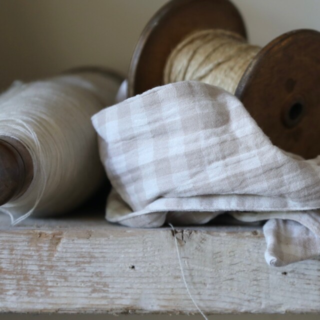 Quintessence - Ceinture Anita -double gaze de coton vichy ficelle-ivoire