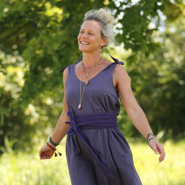 Quintessence - Ceinture Anita -double gaze de coton prune