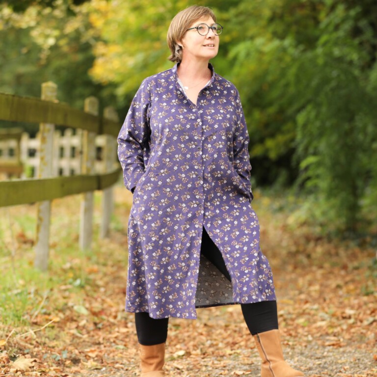 Quintessence - Robe Yuna - Velours milleraies Éclats de myosotis