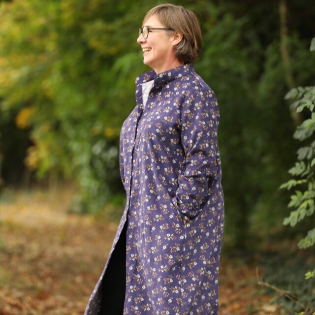 Quintessence - Robe Yuna - Velours milleraies Éclats de myosotis