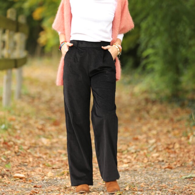 Quintessence - Pantalon Nestor - velours côtelé noir