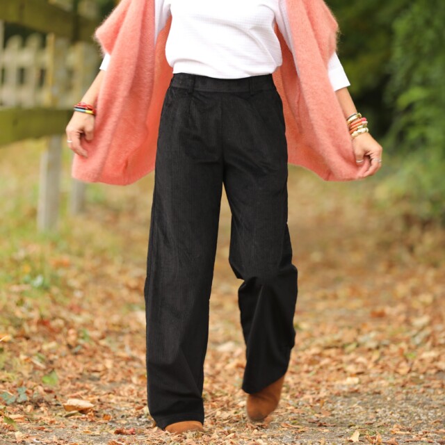 Quintessence - Pantalon Nestor - velours côtelé noir