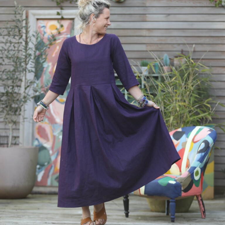 1F5A6859 Quintessence - Robe Louisa manches 3/4 lin lilas