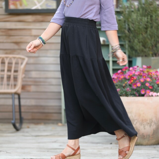 Quintessence - Jupe Sarah - double gaze de coton noire