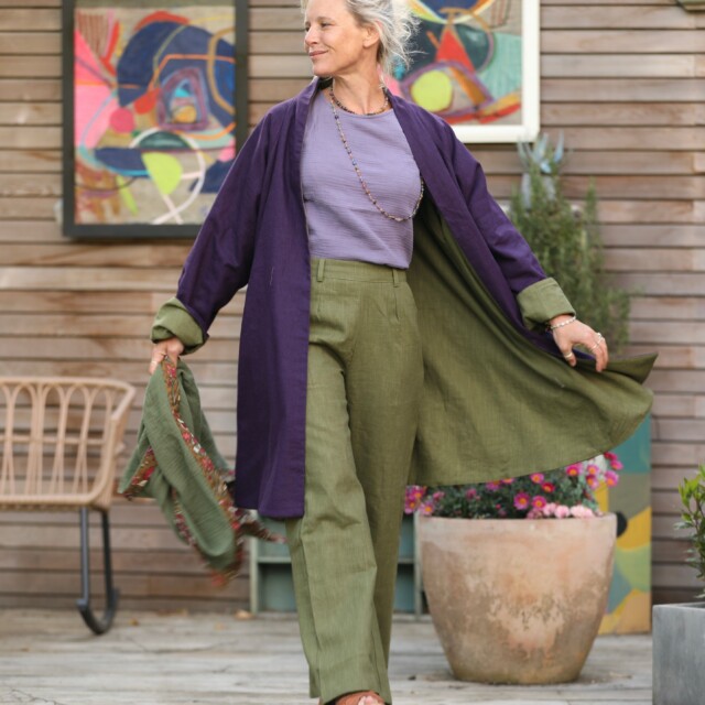 Quintessence - Veste Lisandre prune/vert pomme