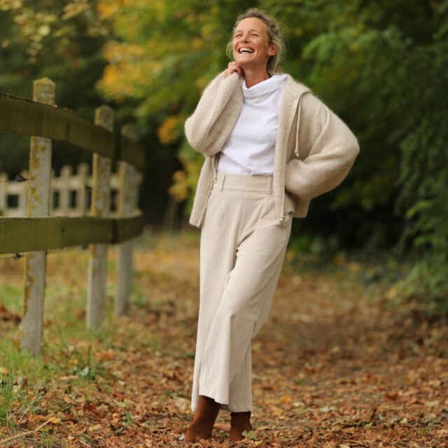 Quintessence - Pantalon Alex - Velours côtelé blanc cassé