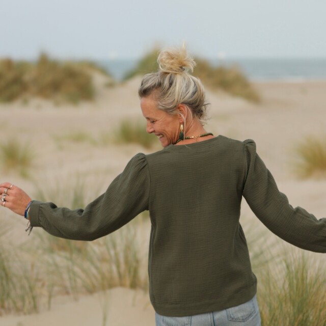 Quintessence - Blouse Léocadie - double gaze de coton kaki