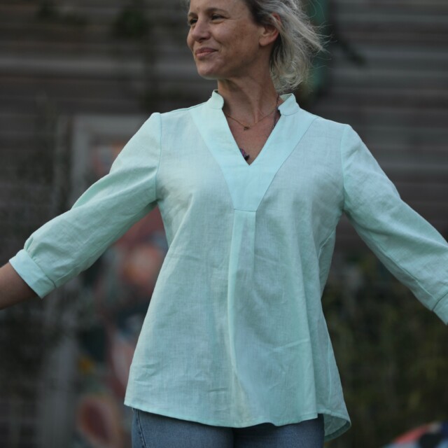 Quintessence - Blouse Isabeau - lin vert pep's