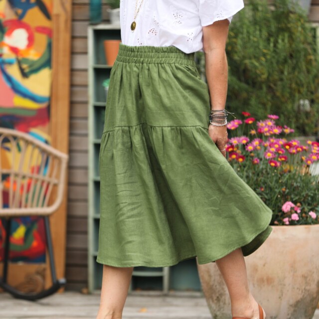 Quintessence - Jupe Esther - lin vert pomme