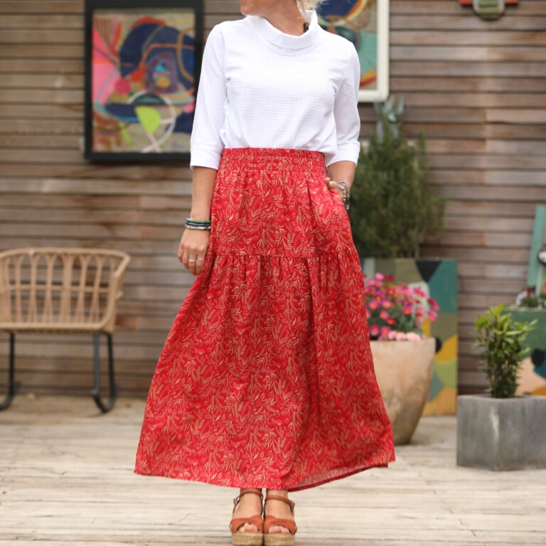 Quintessence - Jupe Sarah - viscose rouge mystérieux