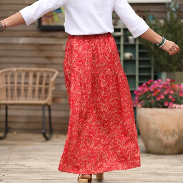 Quintessence - Jupe Sarah - viscose rouge mystérieux