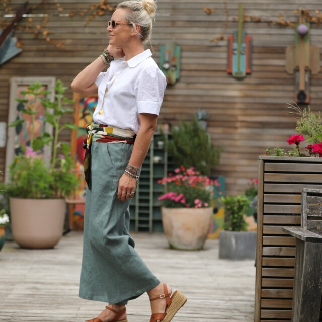 Quintessence - Pantalon Alex - Lin vert d'eau