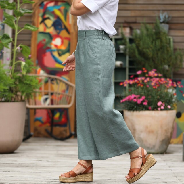 Quintessence - Pantalon Alex - Lin vert d'eau