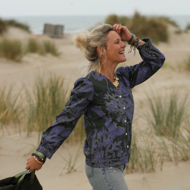 Quintessence - Blouse Léocadie - Ikat violet/kaki