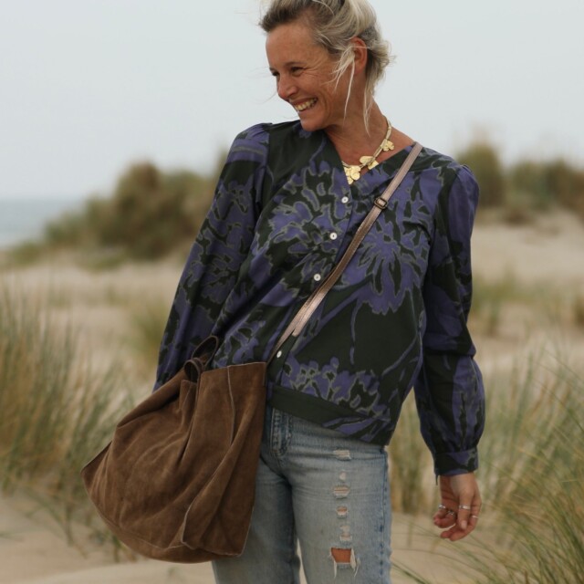 Quintessence - Blouse Léocadie - Ikat violet/kaki