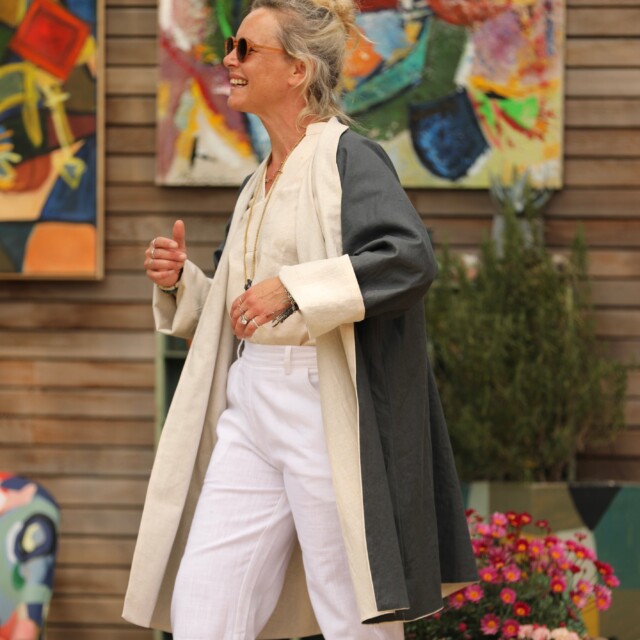 Quintessence - Veste Lisandre lin ficelle/anthracite